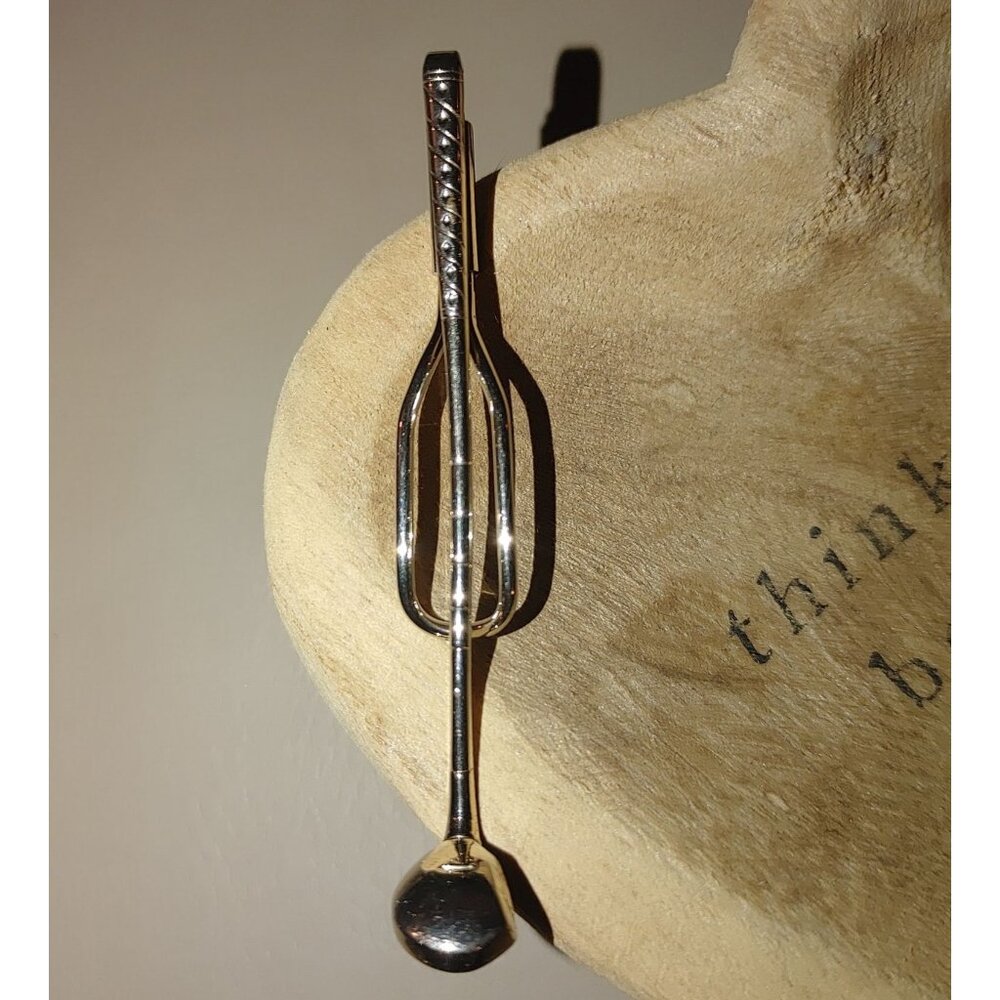 Golf Club Tie Money Clip Slender Yellow Gold tone Bar